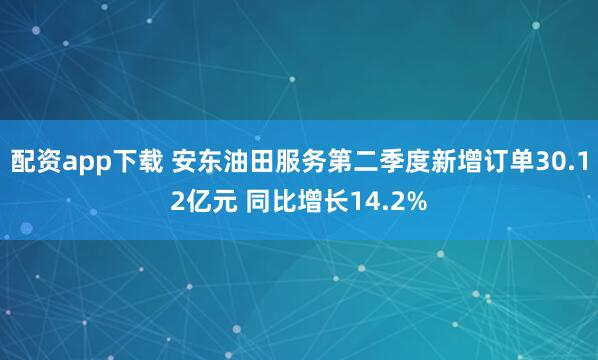 配资app下载 安东油田服务第二季度新增订单30.12亿元 同比增长14.2%